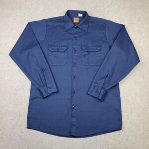 Vintage Big Ben Shirt Men's MT Tall Blue‎ Long Sleeve Button Up Workwear Pockets